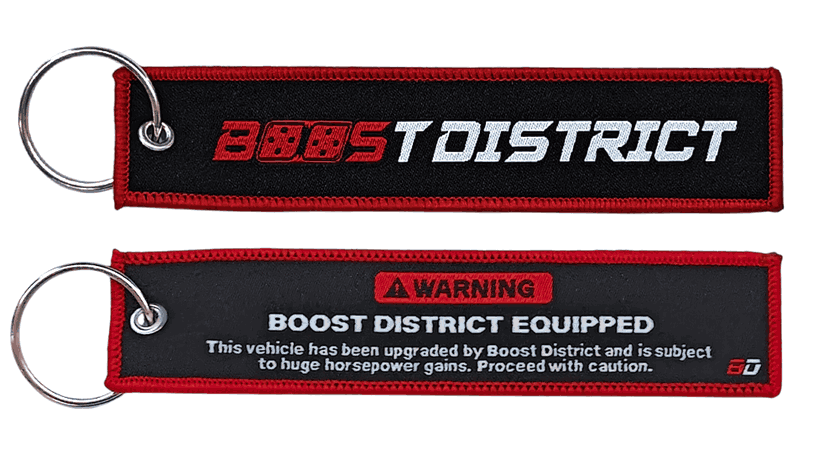 Black and red custom jet tag keychains